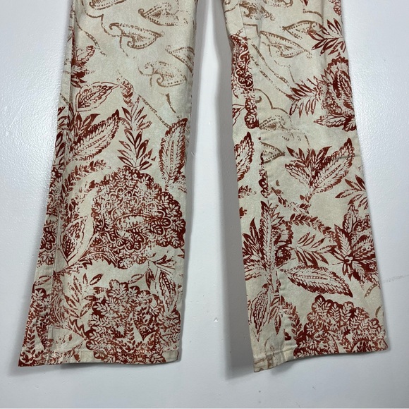 Adrienne Vittadini Pants 6 Boho Floral Straight Leg Hippie Y2K Coastal Granola - Picture 3 of 9
